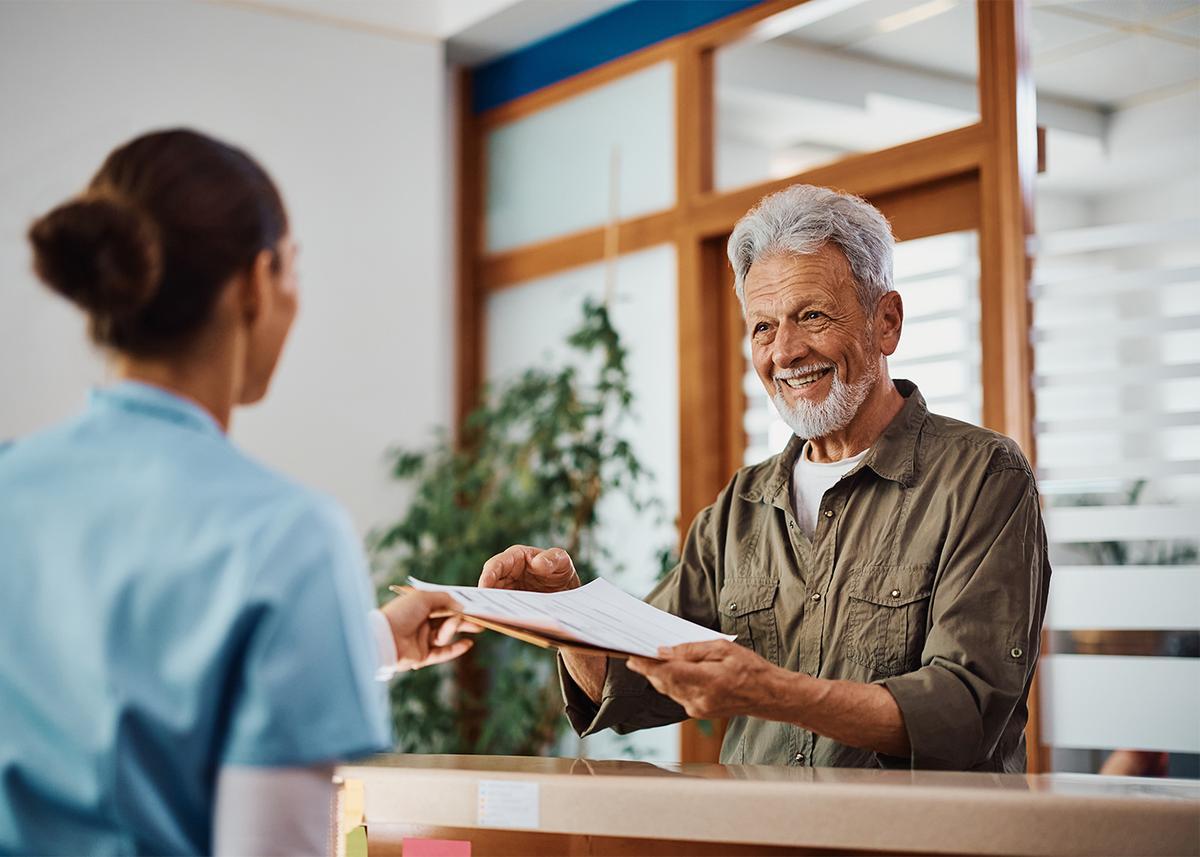 Patient checking in at Arise Foot and Ankle
